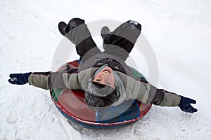 Boy Sledding