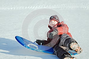 Boy sledging