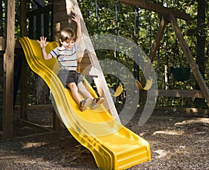 Boy on slide.