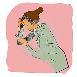 Boy smartphone new technology