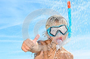 Boy with snorkel and diving mask
