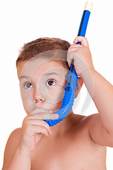 Boy with snorkeling