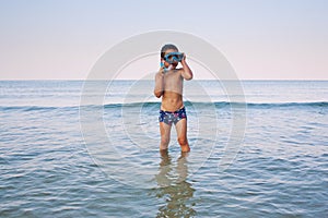 Boy snorkeling in sea