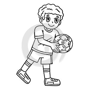Boy with a Soccer Ball Isolated Coloring Page