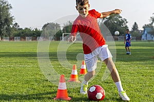 Boy Soccer Player In Training