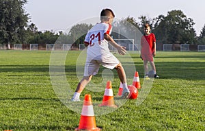 Boy Soccer Player In Training