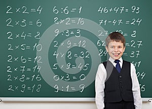 Boy solve math on school board