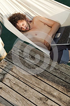 Boy speeping on hamaca