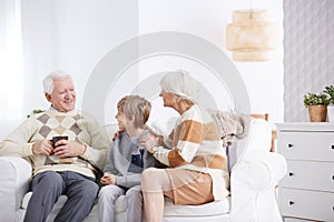 Boy spending time with grandparents