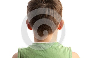 The boy standing a back