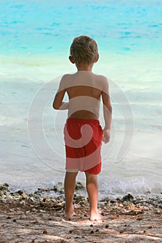 Boy standing on beach