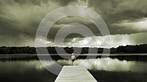 Boy standing on a Footbridge photo