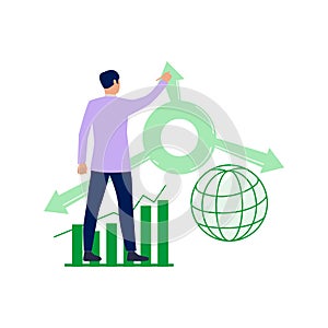 A boy is standing on graph