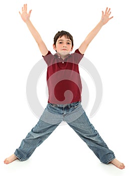 Boy Standing in Letter X Pose
