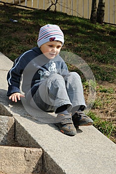 Boy on steps