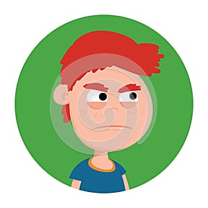 boy with stern expression. Vector illustration decorative design
