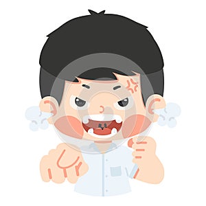 boy student Angry pointing forward