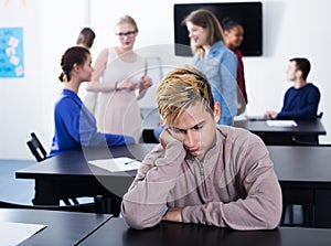 Boy student feeling uncomfortable