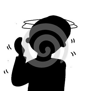 boy suffering from head spin vertigo dizziness light headedness ilustration symptom silhouette - 1