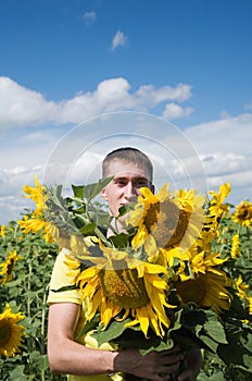 Boy with sunflower