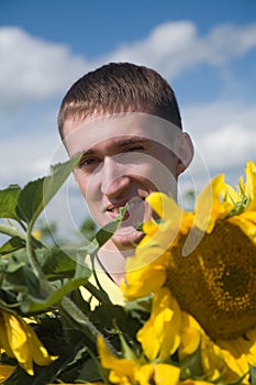 Boy with sunflower