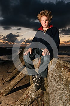 Boy at sunset