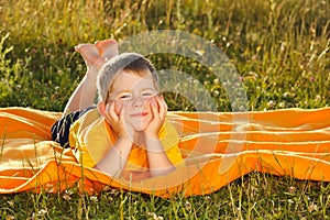 Boy in sunset