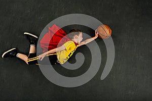 Boy superhero basketball player