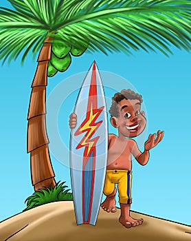 Boy with surf board