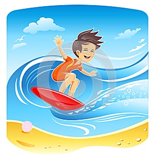 Boy Surfer Vector