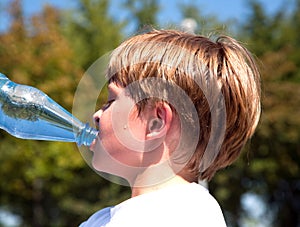 Boy is sweating and thursty