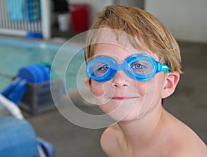 Boy with swim goggles