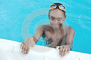 Boy in the swimming pool