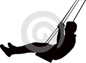 A boy on swing, silhouette vector