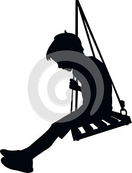 A boy on swing, silhouette vector