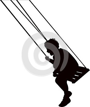 A boy swinging, silhouette vector