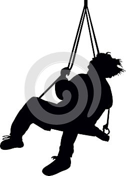 A boy swinging on swing, silhouette vector