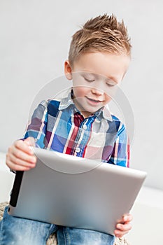 Boy with tablet pc