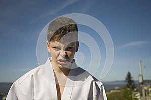 Boy in Taekwondo suit