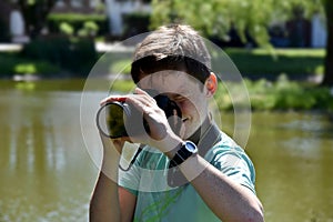 Boy taking photos