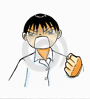 Boy talking with determination