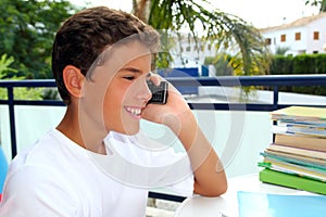 Boy teen talking mobile phone smiling student