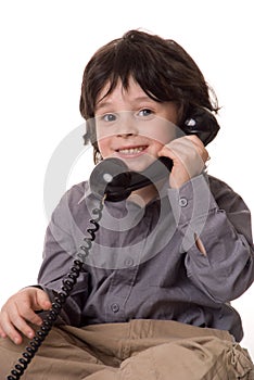 The boy with a telefone