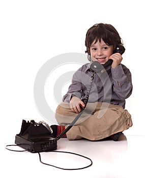 The boy with a telefone