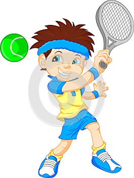 Boy tennis player cartoon