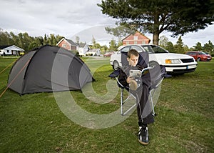 Boy and tent