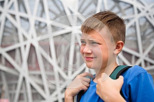 Boy on the territory of Olympic Park in Beijing