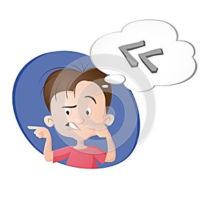 A boy thinking a thought