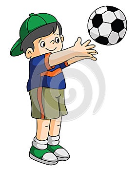 Boy Throwing Ball Color Illustration Design