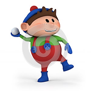 Boy throwing snowball